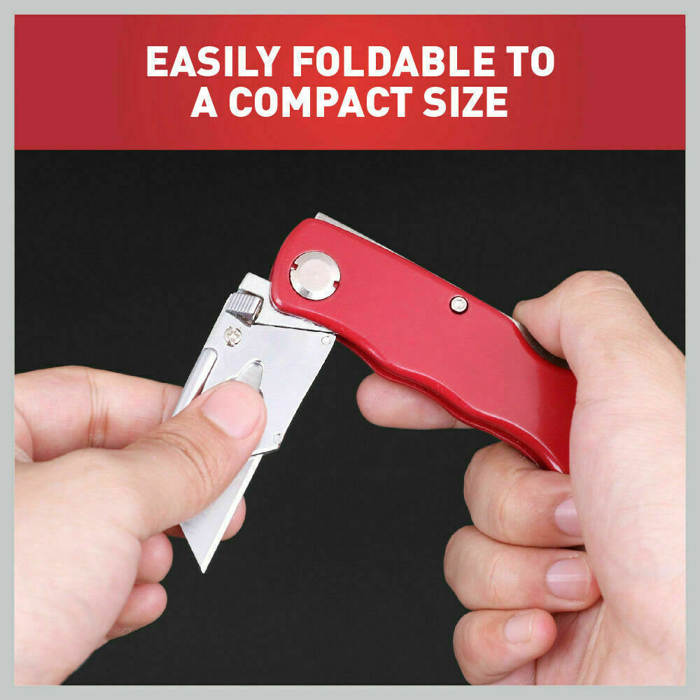 Disposable Cutlery: 2Pc Folding Utility Knife Aluminium Handle & 10 Spare Stanley Blades Craft New