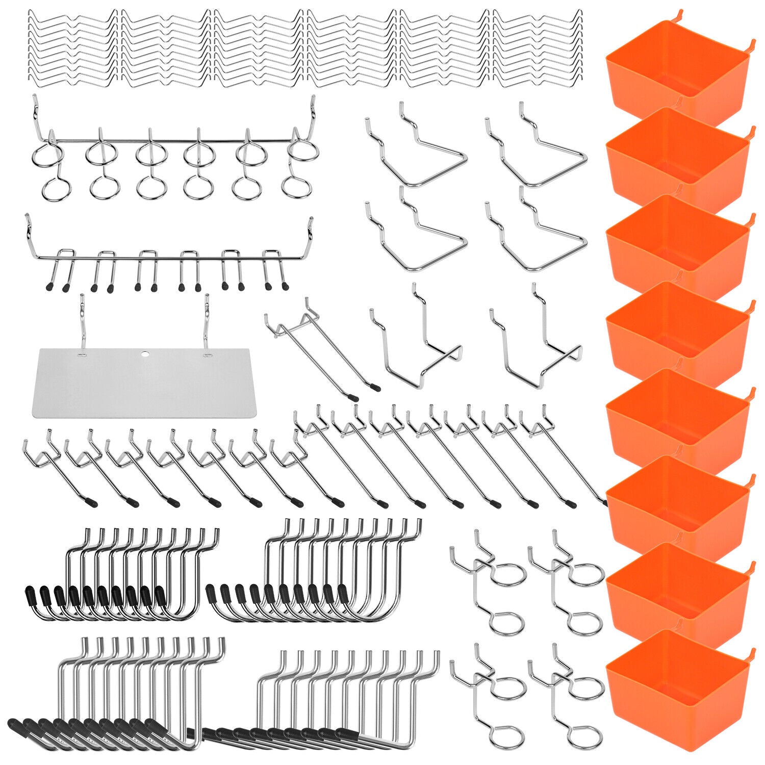 Bicycle Stands & Storage: 142Pc Pegboard Hooks Set Peg board Hanger Assortment Storage Trays Organizer Bin