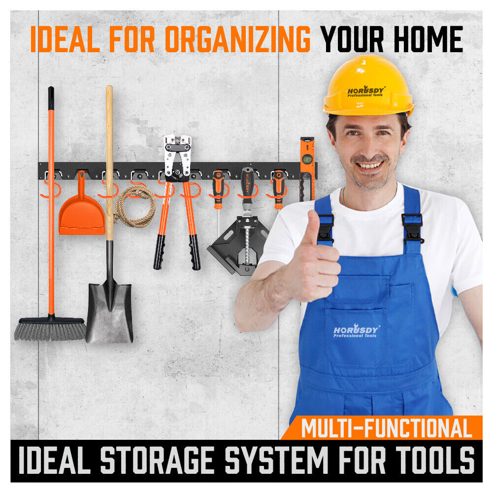 Gardening Accessories: 64" Wall Mount Tool Hanger Garden Storage Organizer Mop Broom Holder Hook Pegs