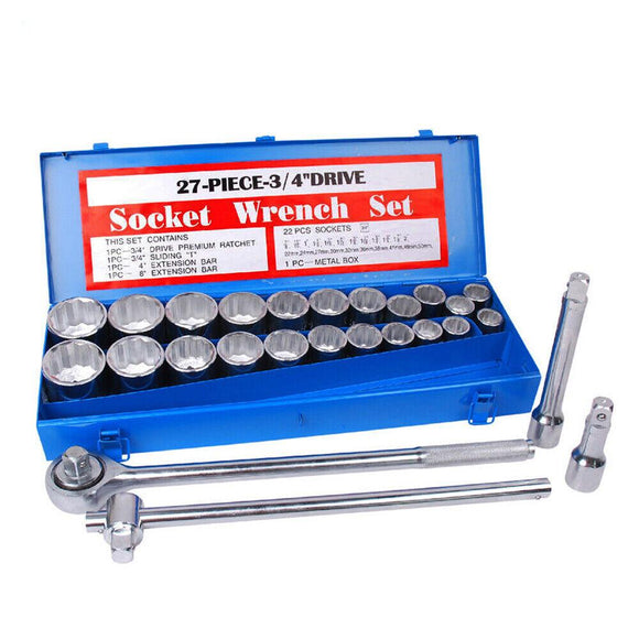 27Pc Heavy Duty Socket Wrench Set 3/4