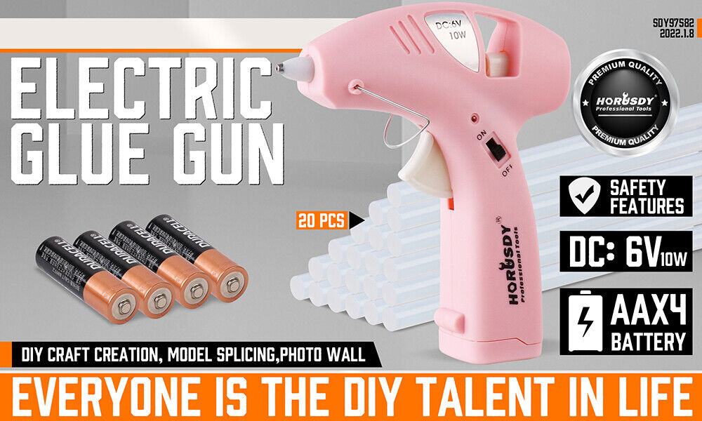 Hand Tools: Cordless Hot Glue Gun 20 Glue Sticks & Batteries Included Craft DIY Repair Tool