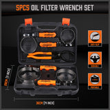 Automotive Parts: 5Pc Oil Filter Wrench Set Swivel Grip Steel Belt Spanner Universal Filter Remove