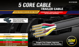 Automotive Repair & Speciality Tools: 50M x 5 Core Wire Cable Trailer Cable Automotive Boat Caravan Truck Coil V90 PVC