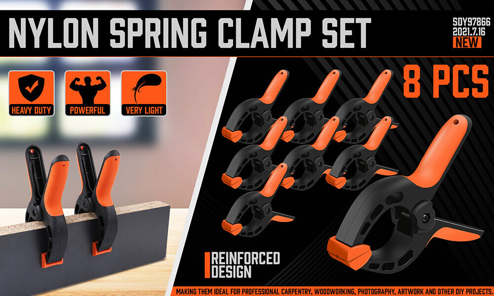 Tool Clamps & Vices: HORUSDY 8Pc Spring Clamp Set Quick Grip Plastic Non-Slip Nylon Clips Woodworking