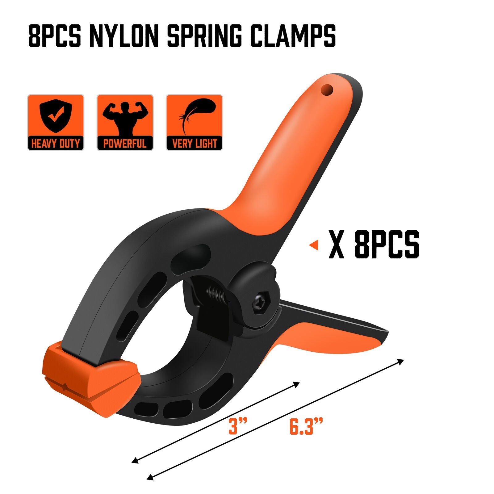 Tool Clamps & Vices: HORUSDY 8Pc Spring Clamp Set Quick Grip Plastic Non-Slip Nylon Clips Woodworking