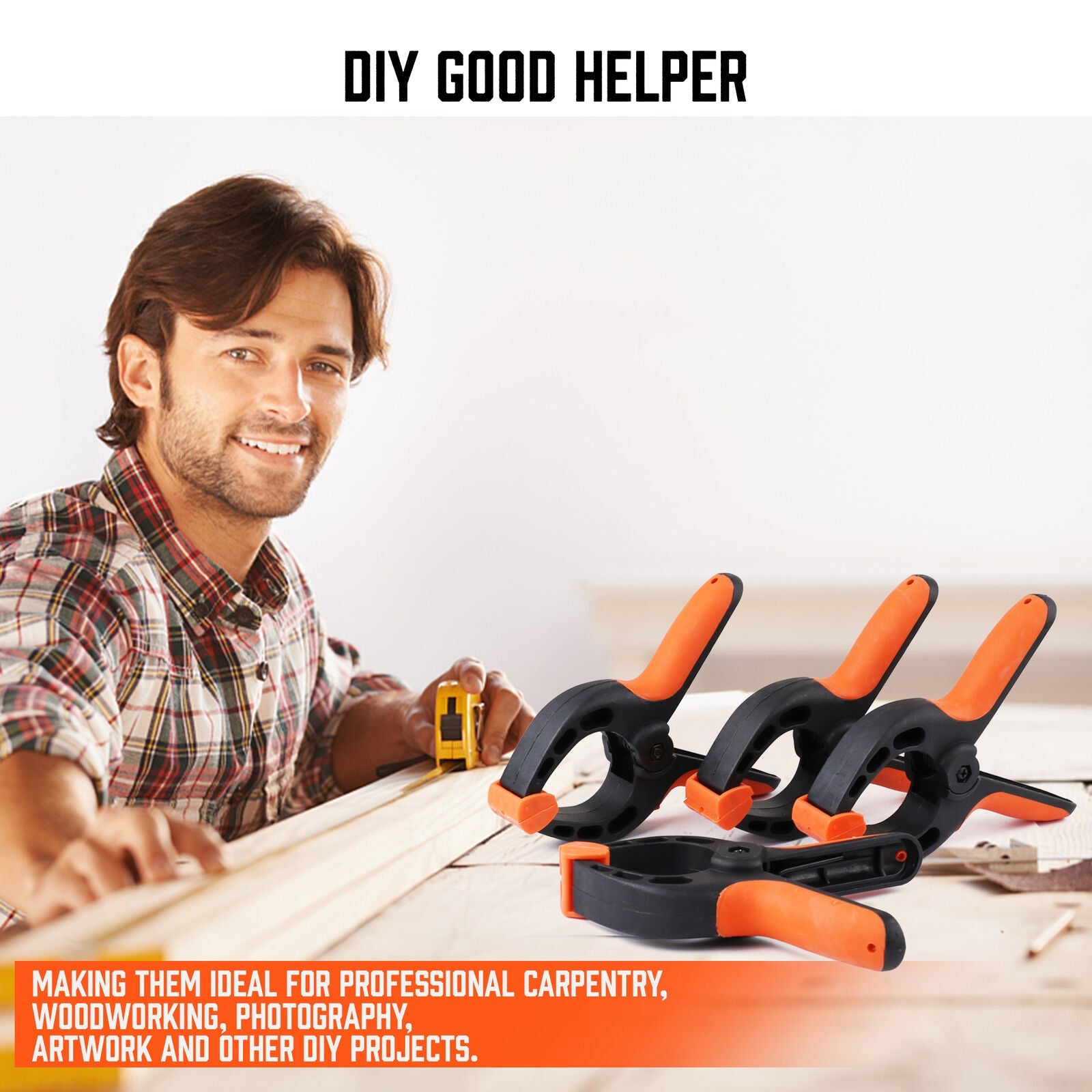 Tool Clamps & Vices: HORUSDY 8Pc Spring Clamp Set Quick Grip Plastic Non-Slip Nylon Clips Woodworking