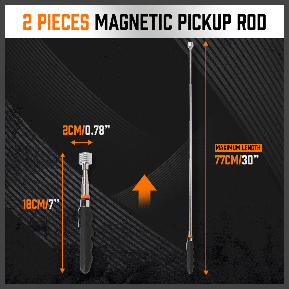 Power & Electrical Supplies: 3Pc Magnetic Pick Up Tool & Swivel Inspection Mirror Telescoping Rod Heavy Duty