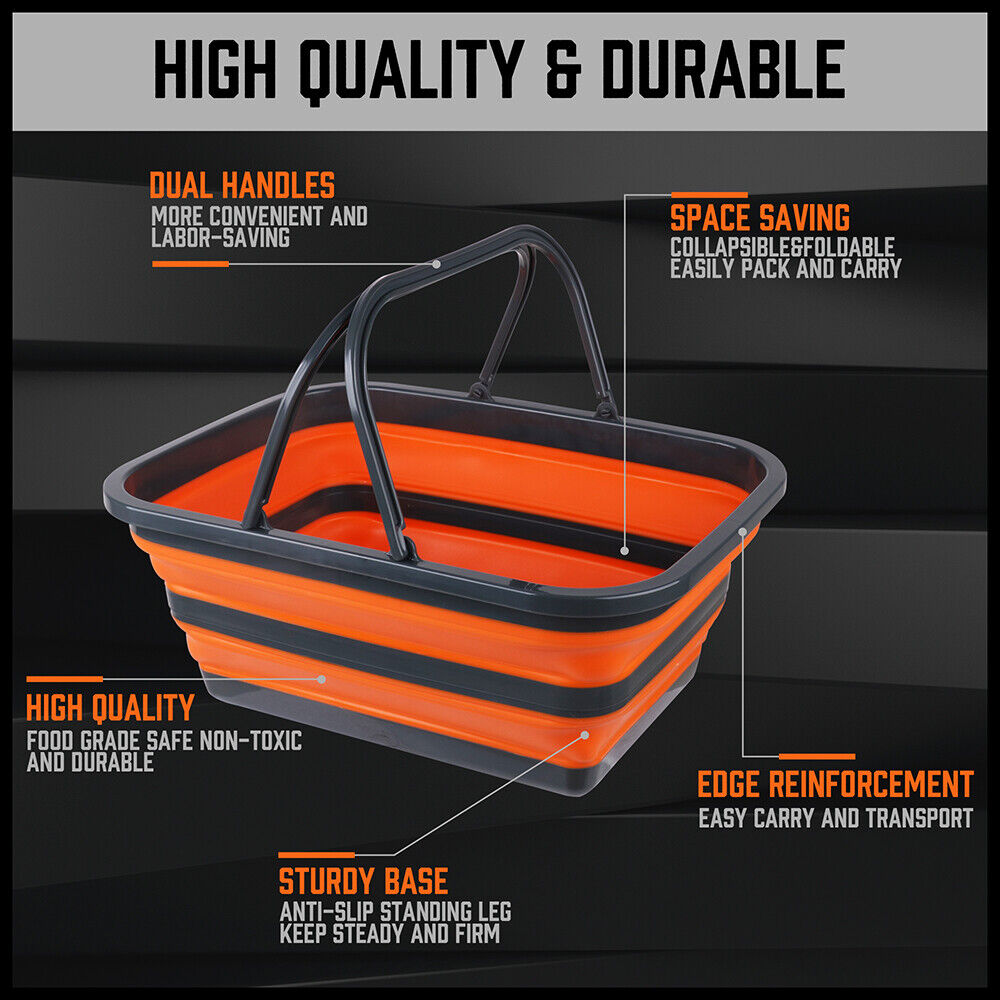 Kitchen & Bathroom DIY: Adjustable Collapsible Sink 16L Large Portable Basket Wash Basin Outdoor Camping