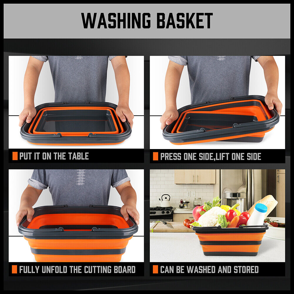 Kitchen & Bathroom DIY: Adjustable Collapsible Sink 16L Large Portable Basket Wash Basin Outdoor Camping