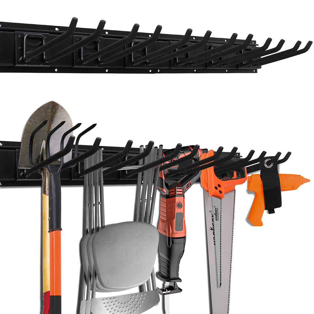 Bicycle Stands & Storage: Wall Mounted Hook Rail Set Bike Holder Garden Tool Storage Rack Garage Organizer