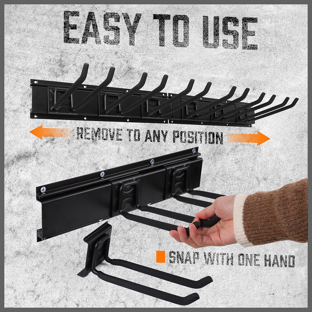 Bicycle Stands & Storage: Wall Mounted Hook Rail Set Bike Holder Garden Tool Storage Rack Garage Organizer
