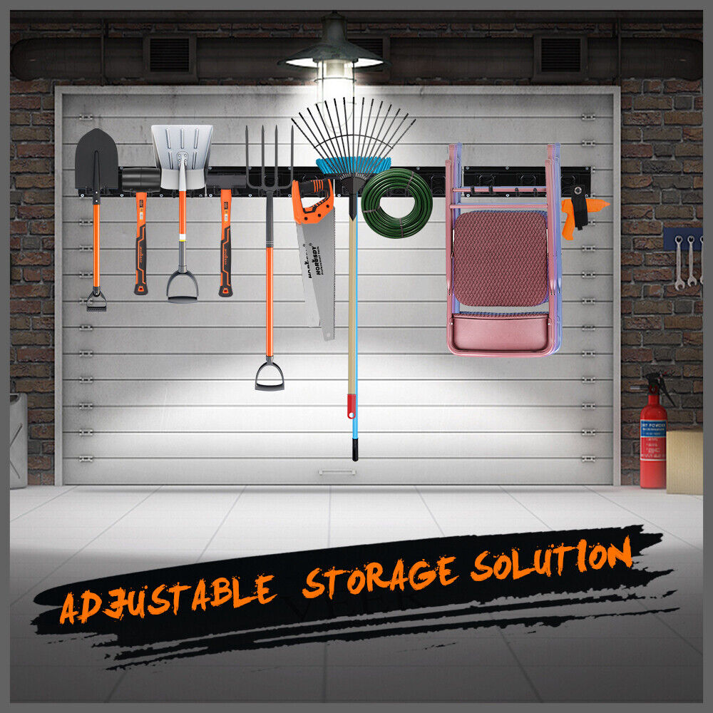 Bicycle Stands & Storage: Wall Mounted Hook Rail Set Bike Holder Garden Tool Storage Rack Garage Organizer