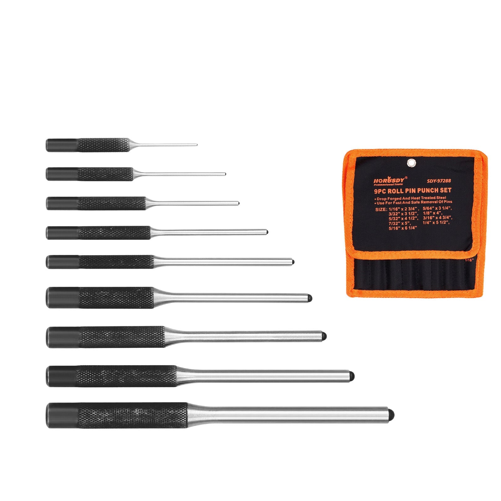 Hand Tools: 9Pc Roll Pin Punch Set Bolt Catch Gun Building Removing Repair Tool Canvas Pouch