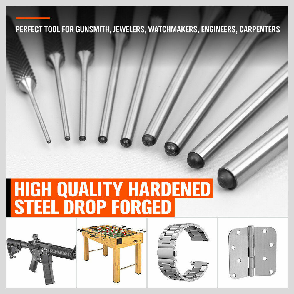 Hand Tools: 9Pc Roll Pin Punch Set Bolt Catch Gun Building Removing Repair Tool Canvas Pouch
