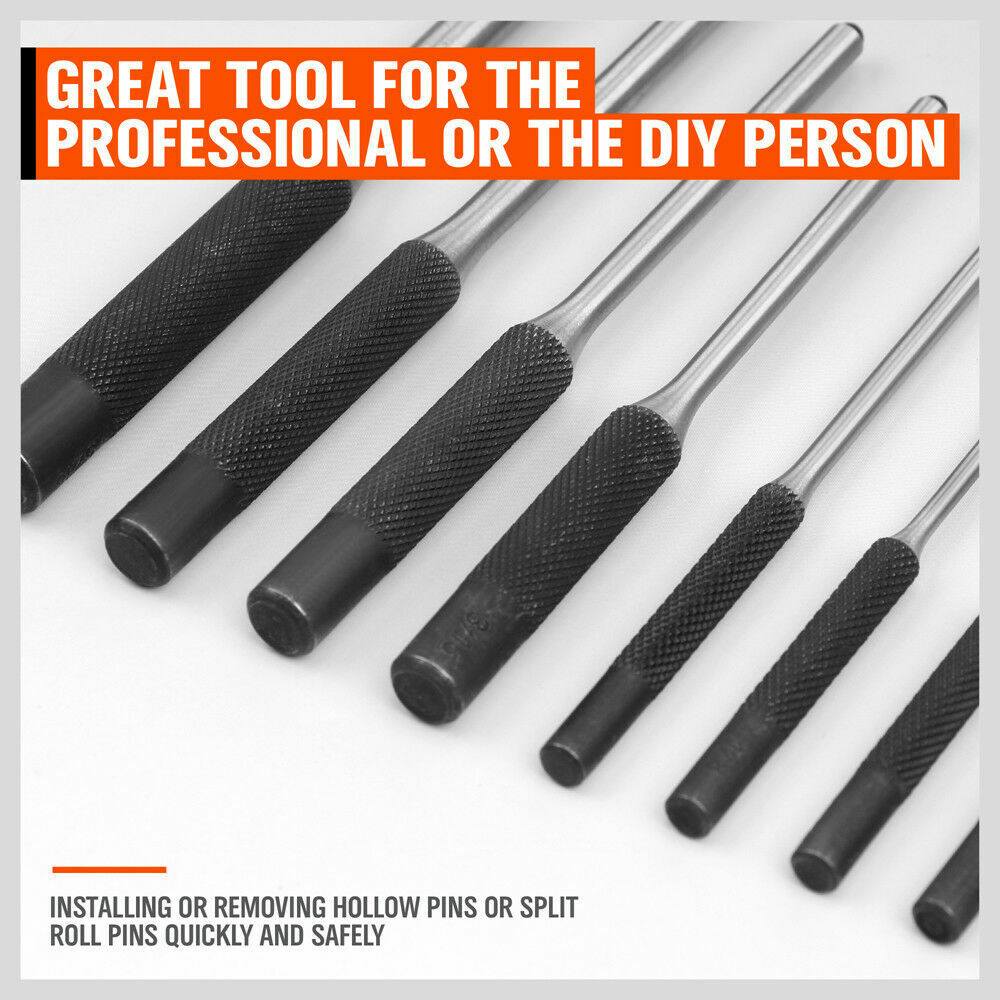 Hand Tools: 9Pc Roll Pin Punch Set Bolt Catch Gun Building Removing Repair Tool Canvas Pouch