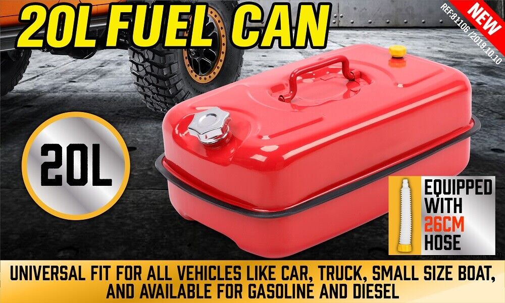 Fuel & Exhaust: 20L Fuel Can Jerry Can Petrol Diesel Spare Container Portable Fuel Tank