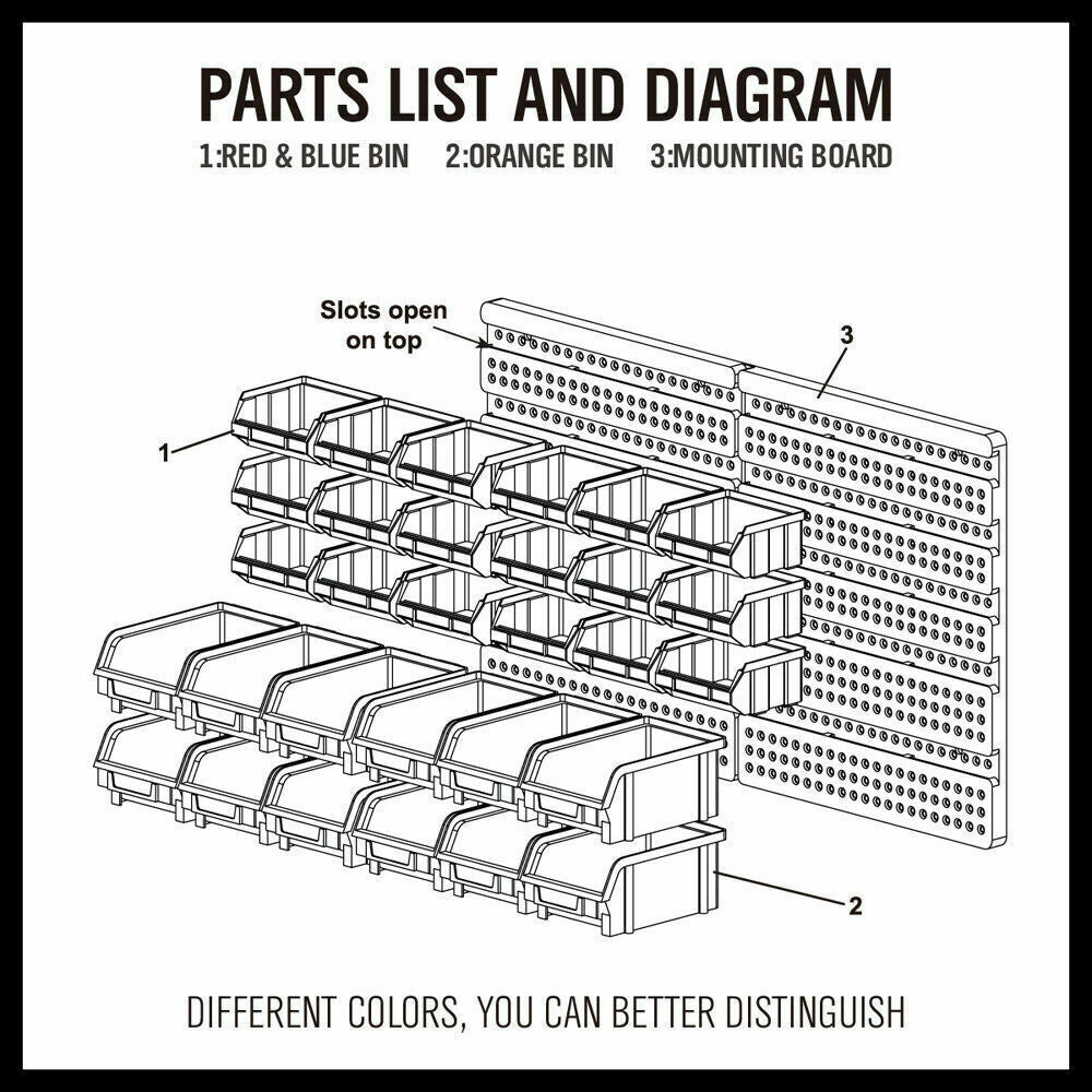 Pedal Bins: 30 Bins Tool Storage Wall Mounted Organiser Parts Garage Workshop Box Heavy Duty
