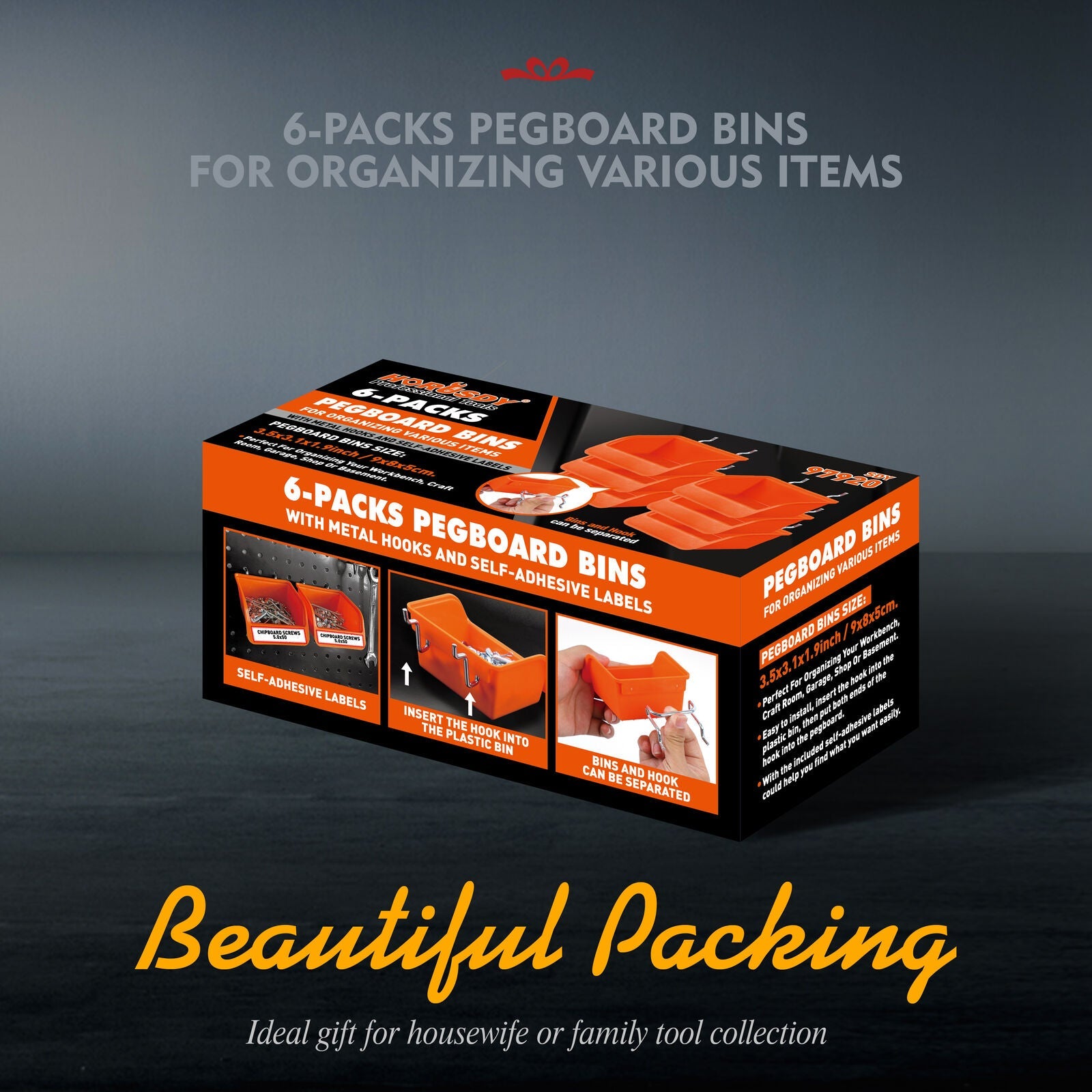 Audio Accessories: 6Pc Pegboard Bins Peg Board Parts Storage With Steel Hooks Tools Organiser Tray