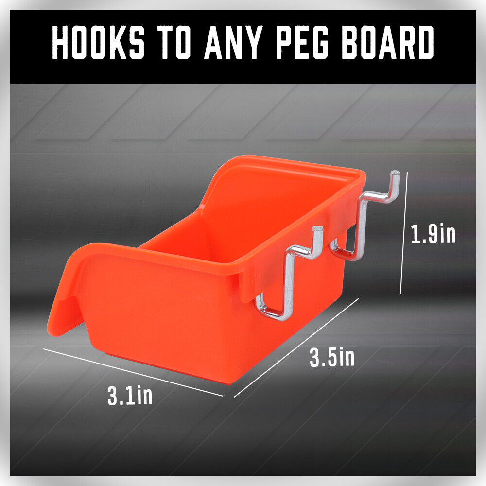 Audio Accessories: 6Pc Pegboard Bins Peg Board Parts Storage With Steel Hooks Tools Organiser Tray
