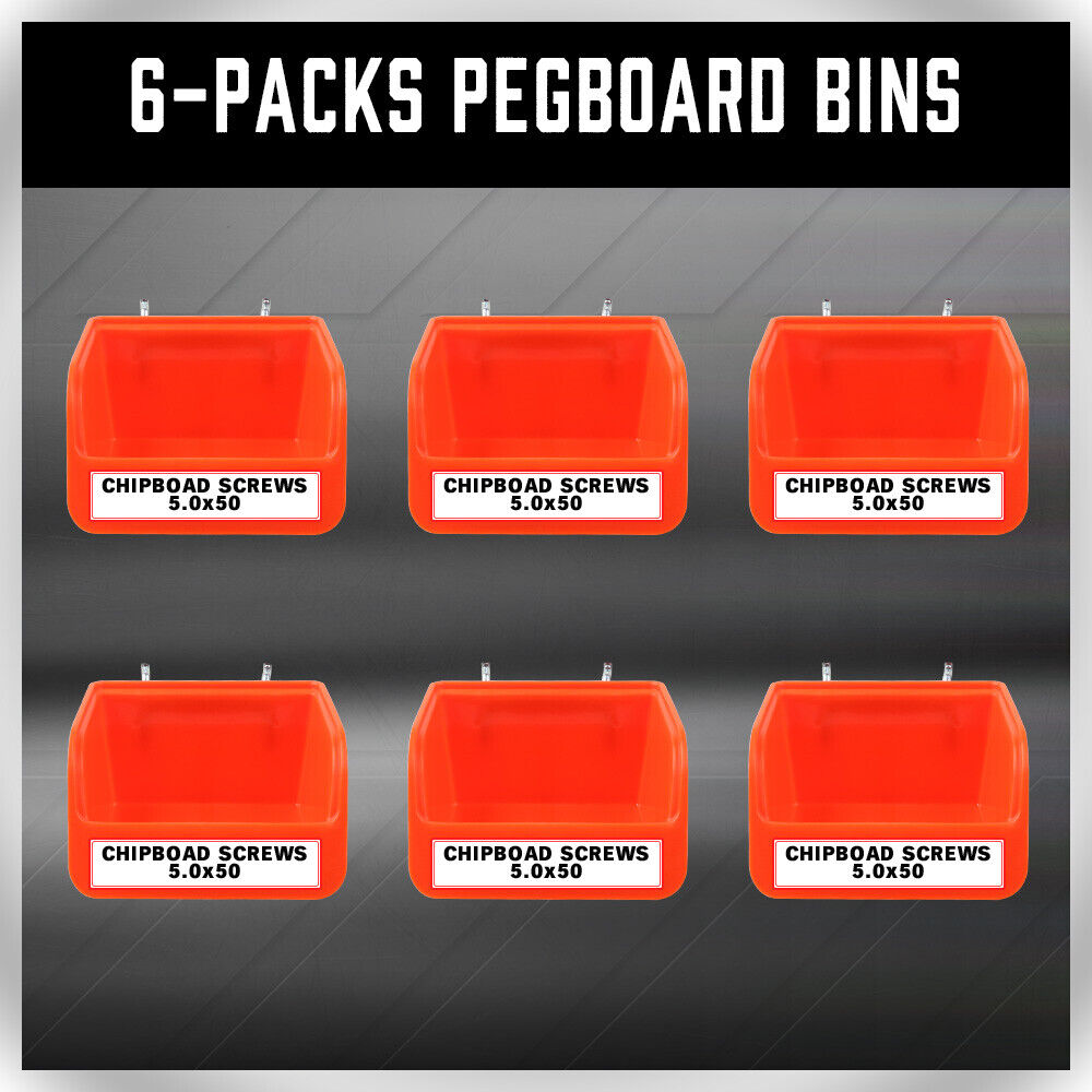 Audio Accessories: 6Pc Pegboard Bins Peg Board Parts Storage With Steel Hooks Tools Organiser Tray