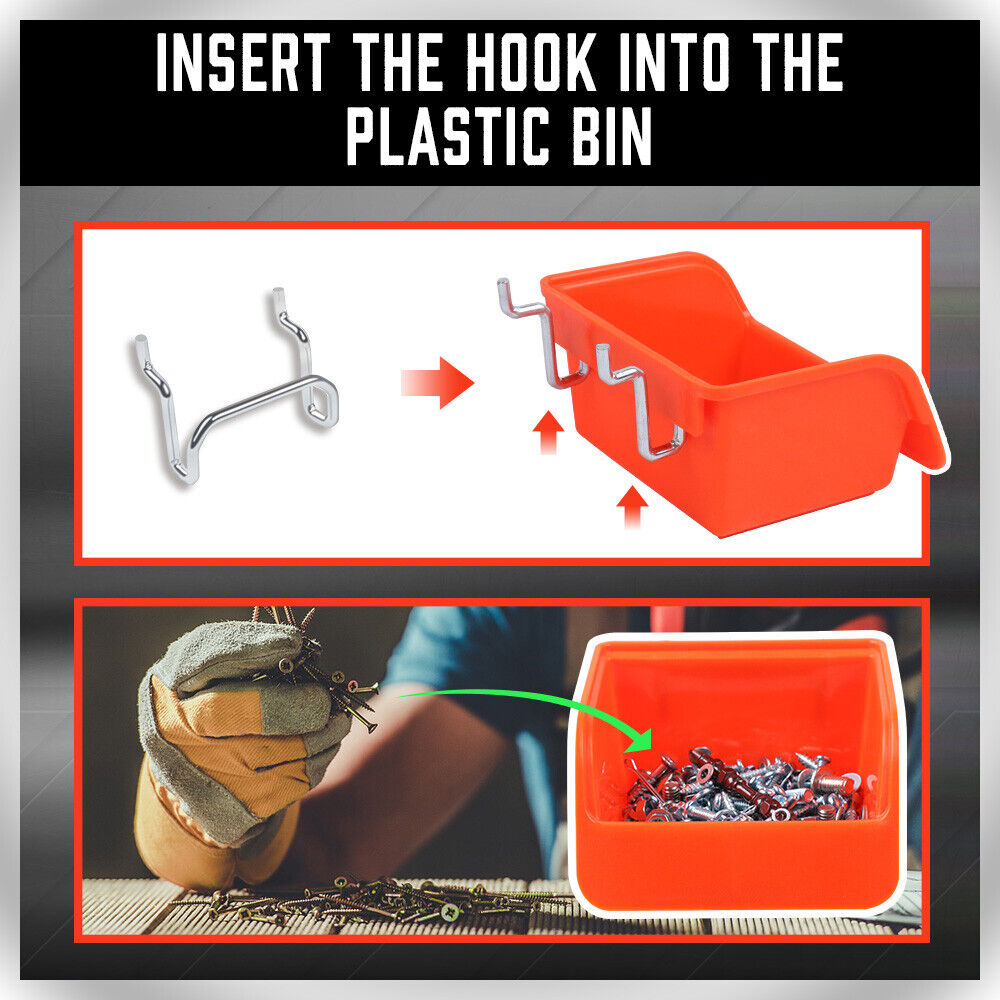 Audio Accessories: 6Pc Pegboard Bins Peg Board Parts Storage With Steel Hooks Tools Organiser Tray