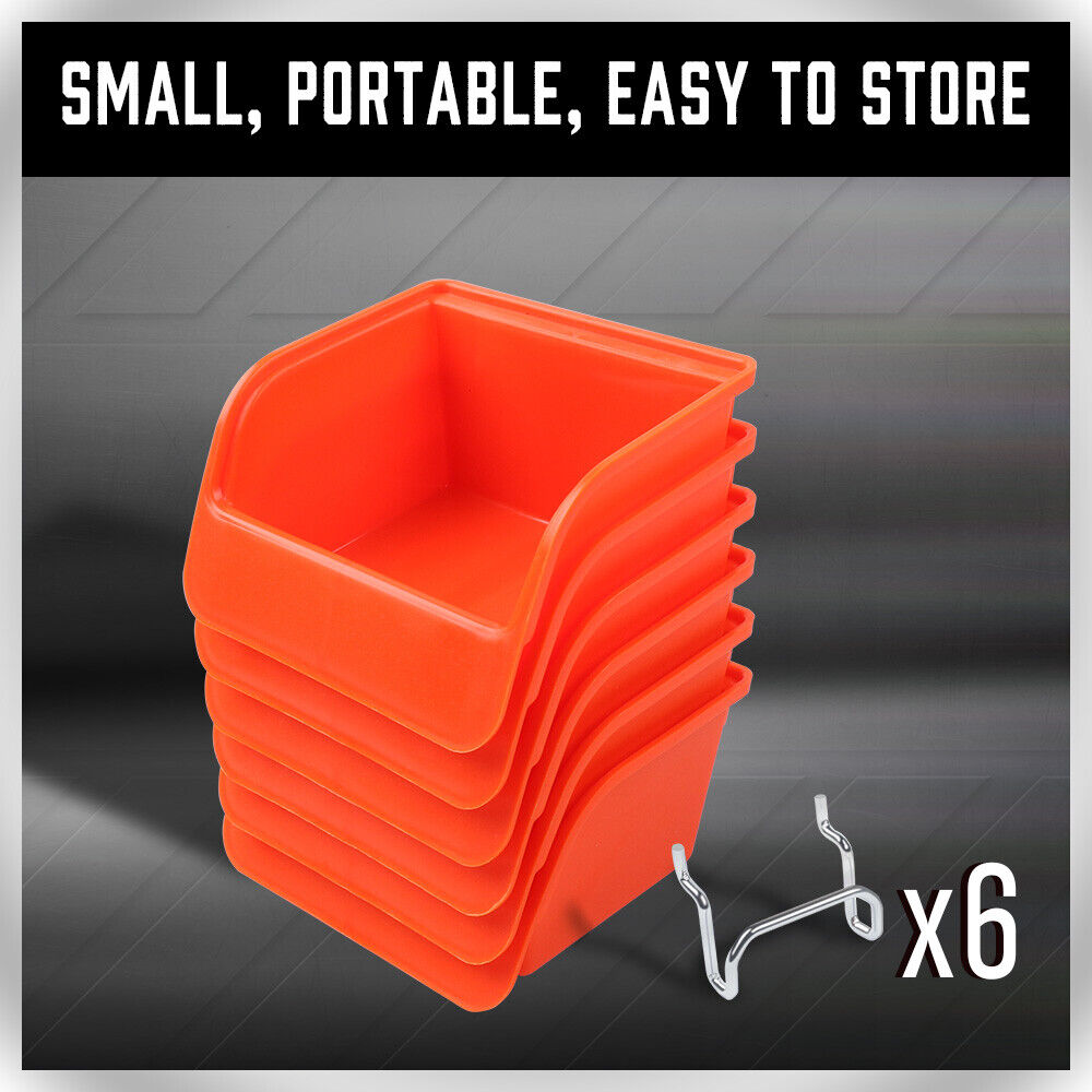Audio Accessories: 6Pc Pegboard Bins Peg Board Parts Storage With Steel Hooks Tools Organiser Tray