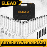 Drill & Screwdriver Accessories: ELEAD 33Pcs Ratchet Wrench Set SAE Metric Wrench Phillips Slotted Bits Adapter