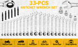 Drill & Screwdriver Accessories: ELEAD 33Pcs Ratchet Wrench Set SAE Metric Wrench Phillips Slotted Bits Adapter