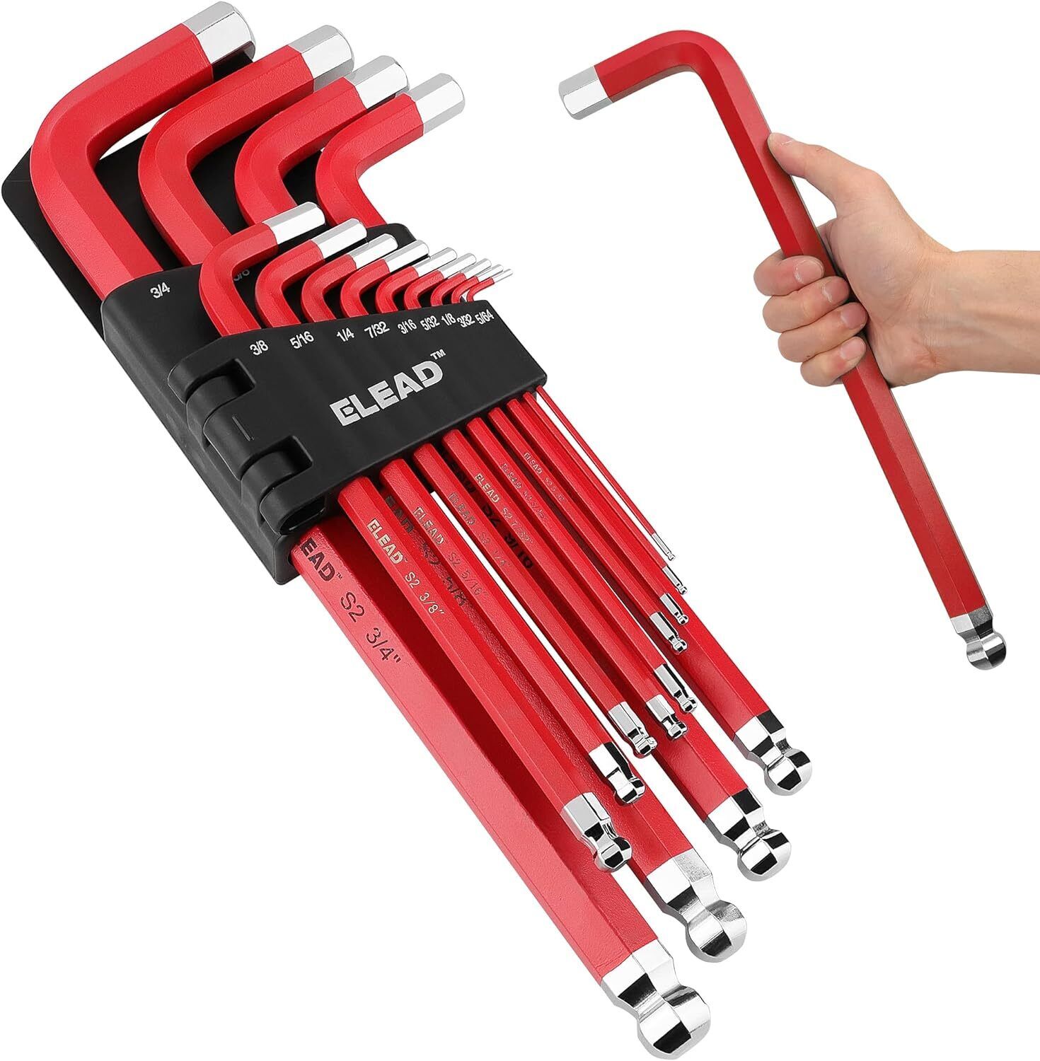 Fence & Gate Accessories: ELEAD 13Pc Extra Large Hex Key Set Long Allen Key Wrench Ball End SAE 5/64"-3/4