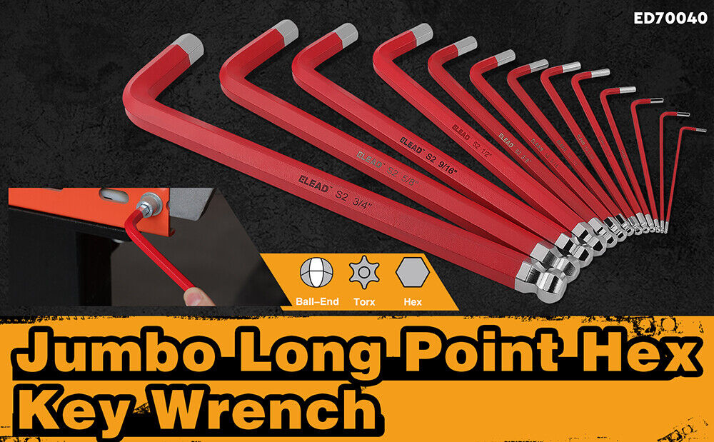 Fence & Gate Accessories: ELEAD 13Pc Extra Large Hex Key Set Long Allen Key Wrench Ball End SAE 5/64"-3/4