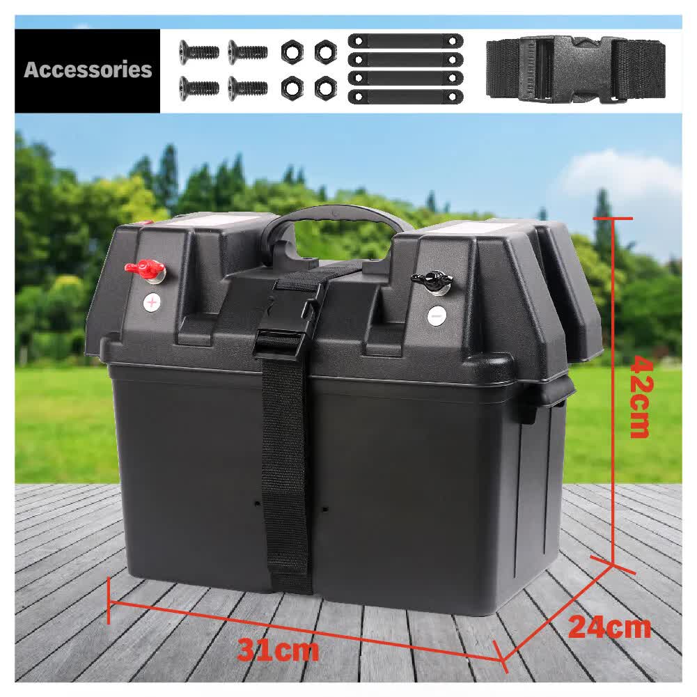 Batteries & Generators: 12V 100AH Deep Cycle Battery Box Portable Power Storage Marine Solar USB Camping