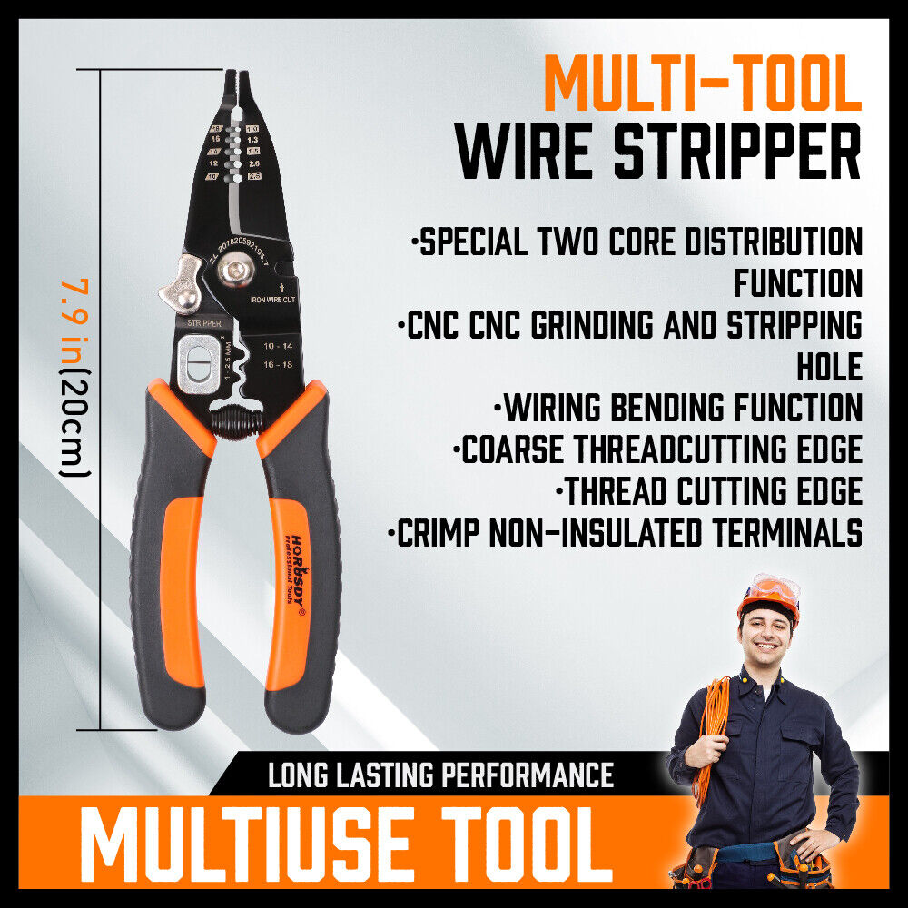 Cutters: 8" Wire Stripping Tool Wire Cutter Hand Crimping Pliers Strip Cutter Insulated