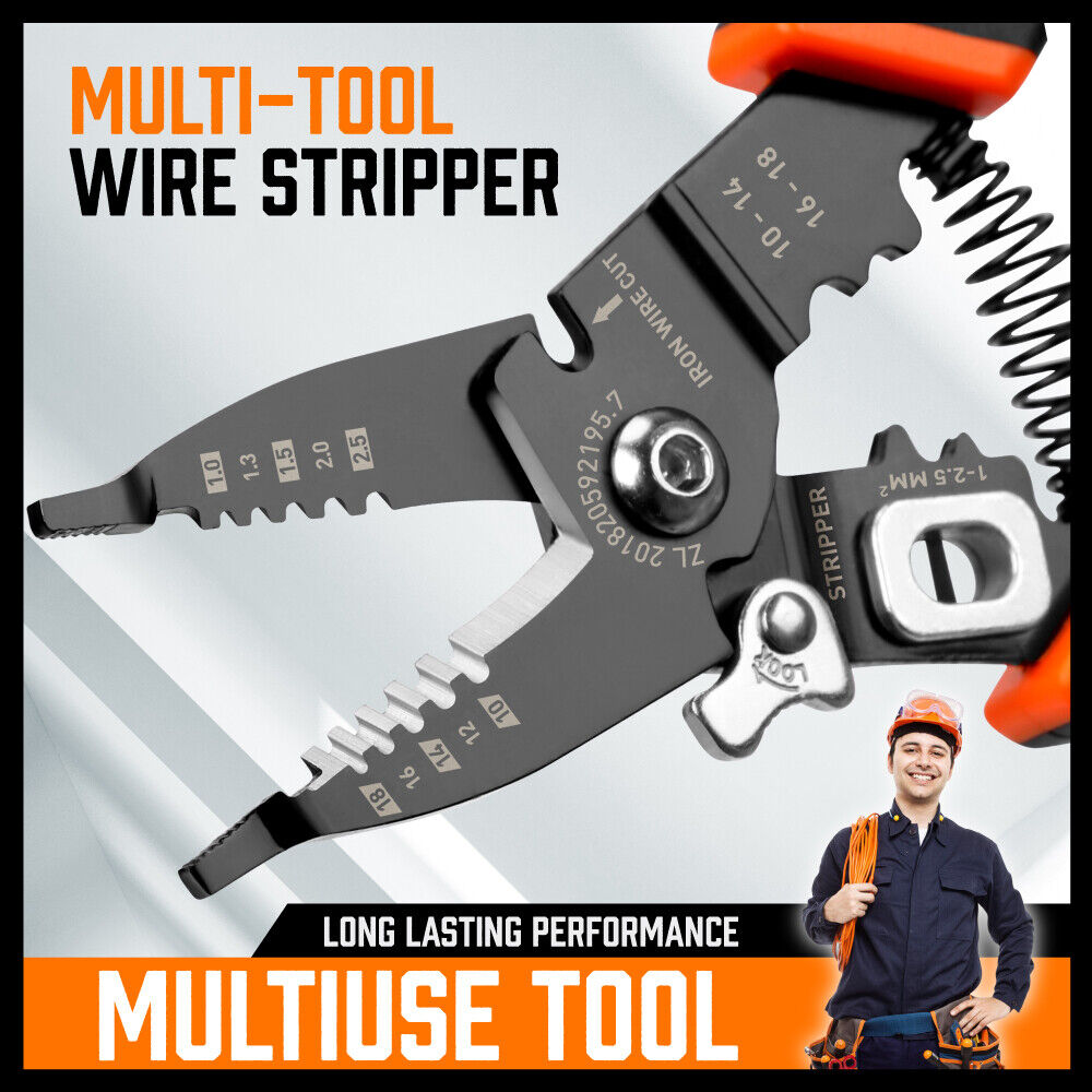 Cutters: 8" Wire Stripping Tool Wire Cutter Hand Crimping Pliers Strip Cutter Insulated