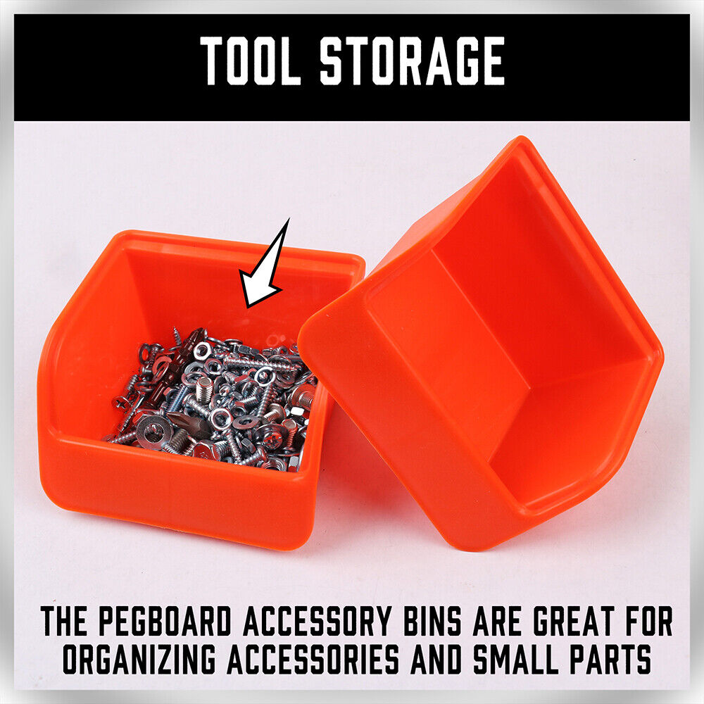Kitchen & Bathroom DIY: 16Pc Pegboard Bins Peg Board Parts Storage With Steel Hooks Tools Organiser Tray