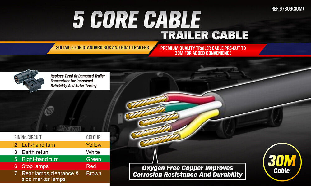 Automotive Repair & Speciality Tools: 30M X 7 Core Wire Cable Trailer Cable Automotive Boat Caravan Truck Coil V90 PVC