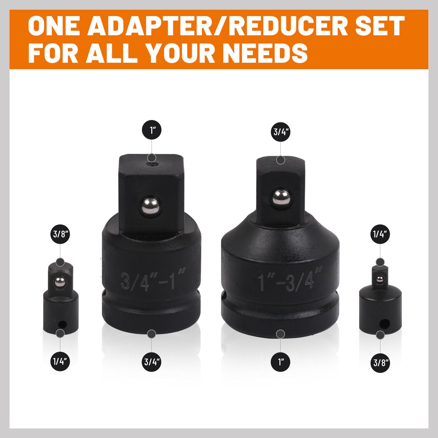 Automotive Repair & Speciality Tools: 8Pc Impact Socket Reducer Set Heavy Duty Adaptor For Ratchet Wrench With Case
