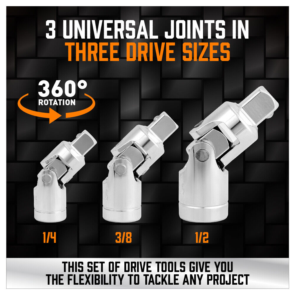 Automotive Repair & Speciality Tools: 20Pc Socket Extension & Adaptor Set Flexible Joint Reducer Combination Drive Kit