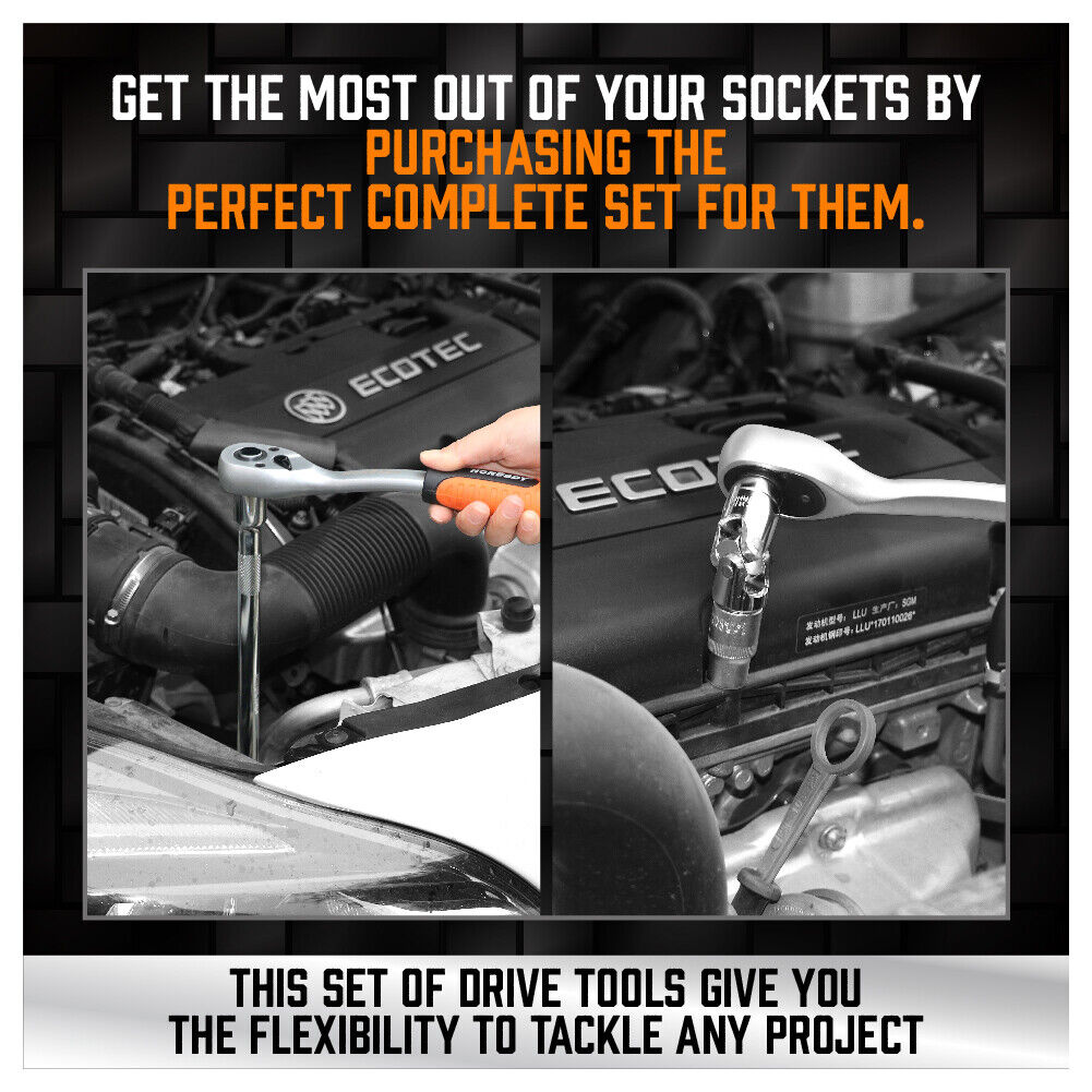 Automotive Repair & Speciality Tools: 20Pc Socket Extension & Adaptor Set Flexible Joint Reducer Combination Drive Kit