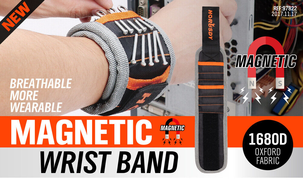 Women's Jackets & Coats: 2x Strong Magnetic Wrist Band Magnet Strap Tool Holder Belt Screws Bolt Nut Nail