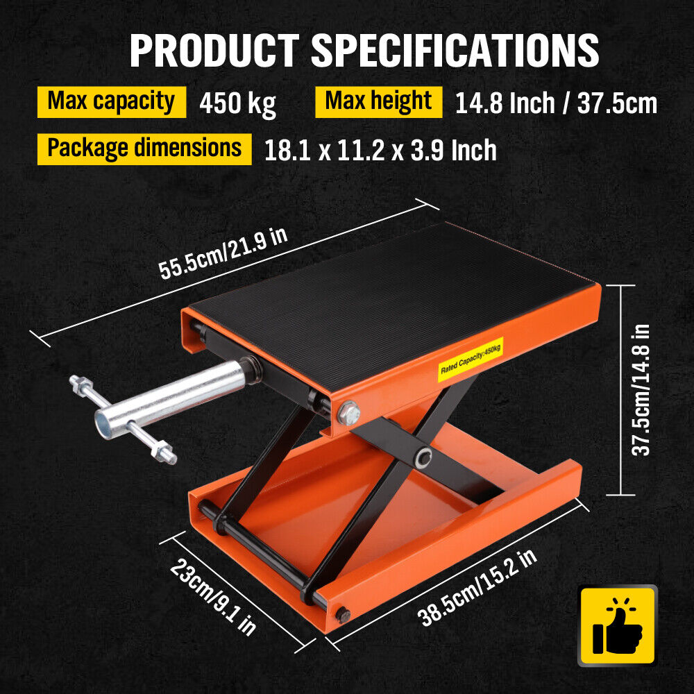 Lifts & Hoists: Motorcycle Jack 450KG Scissor Motor Bike Lift Stand Hoist Mini Motorbike Quad
