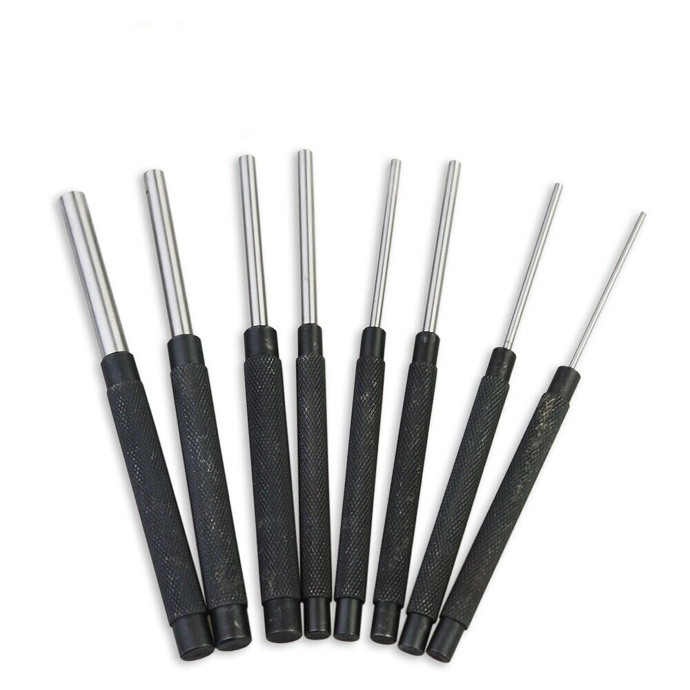 Hand Tools: 8Pc Heavy Duty Long Pin Punch Set 2.4 to 10mm Drift Roll Nail Steel Flat End New