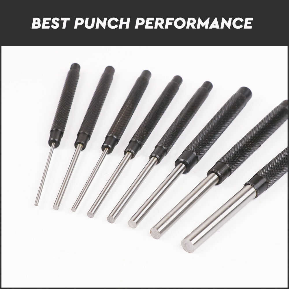 Hand Tools: 8Pc Heavy Duty Long Pin Punch Set 2.4 to 10mm Drift Roll Nail Steel Flat End New