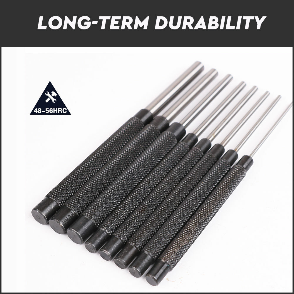 Hand Tools: 8Pc Heavy Duty Long Pin Punch Set 2.4 to 10mm Drift Roll Nail Steel Flat End New