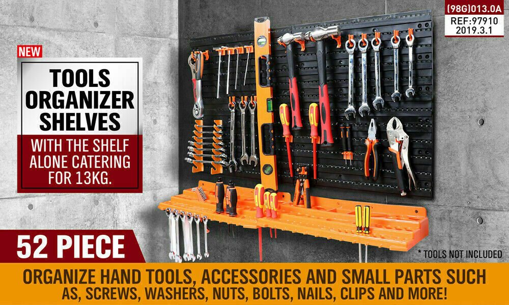 Fence & Gate Accessories: 52Pc Wall Mounted Tool Storage Rack Wrench Spanner Holder Screwdriver Pliers New
