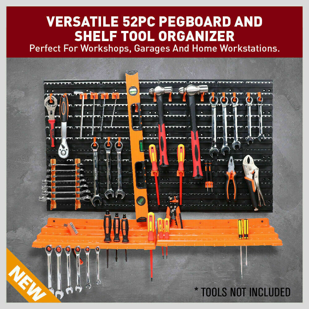 Fence & Gate Accessories: 52Pc Wall Mounted Tool Storage Rack Wrench Spanner Holder Screwdriver Pliers New