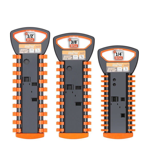 3Pc Socket Rails 66 Socket Holder Space Organiser Garage Rack 1/4