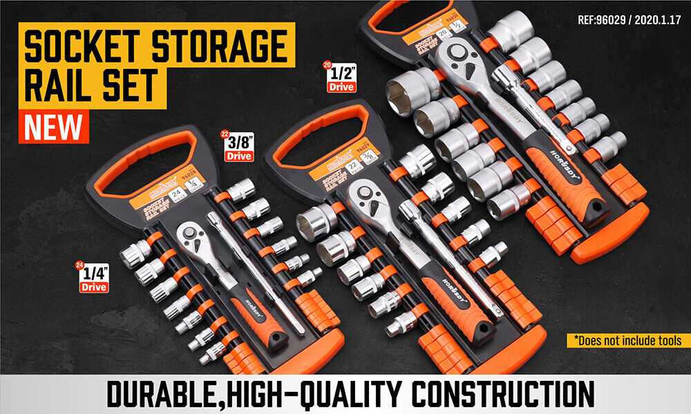 Bicycle Stands & Storage: 3Pc Socket Rails 66 Socket Holder Space Organiser Garage Rack 1/4" 3/8" 1/2"