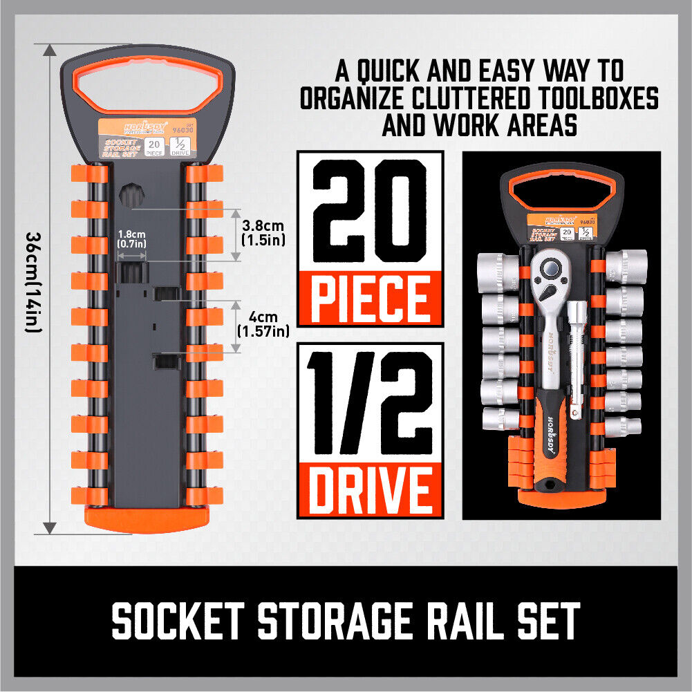 Bicycle Stands & Storage: 3Pc Socket Rails 66 Socket Holder Space Organiser Garage Rack 1/4" 3/8" 1/2"