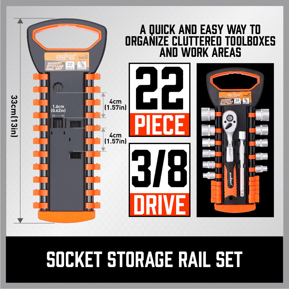Bicycle Stands & Storage: 3Pc Socket Rails 66 Socket Holder Space Organiser Garage Rack 1/4" 3/8" 1/2"