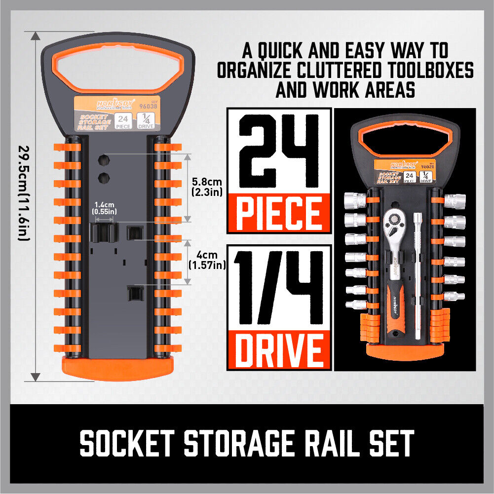 Bicycle Stands & Storage: 3Pc Socket Rails 66 Socket Holder Space Organiser Garage Rack 1/4" 3/8" 1/2"